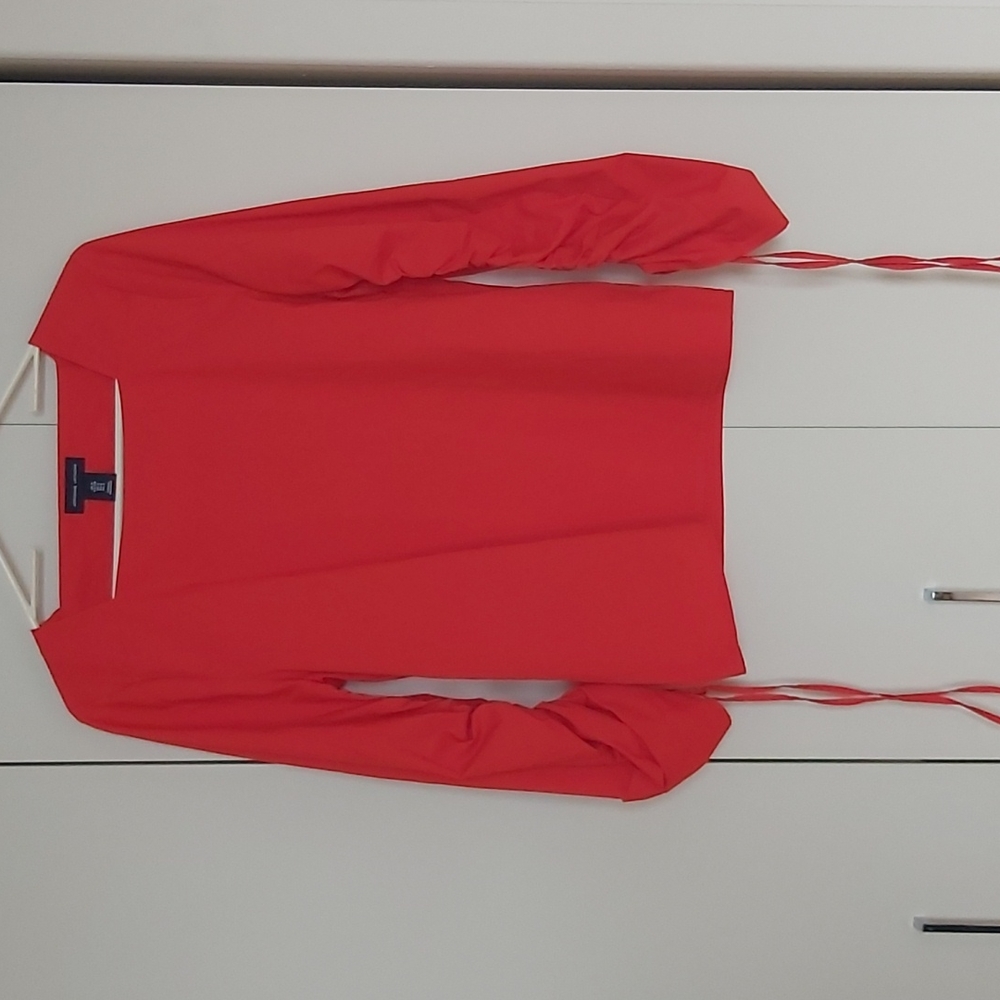 Adrienne Vittadini Red Long-Sleeve Square Neck Top